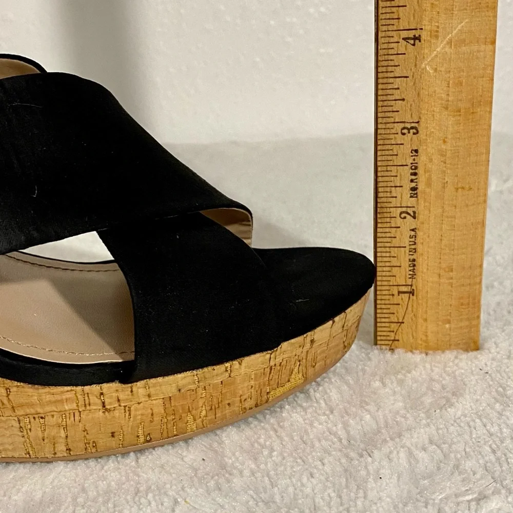 Charles by Charles David Latrice Black Cork Platform Wedge Sandals Size 10M